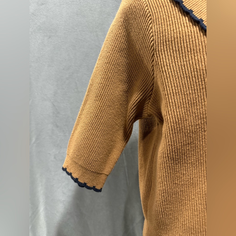 Ganni Harrison Y2K Pullover in Tobacco Brown w/ Navy Details S/M (no tags) - Picture 5 of 8